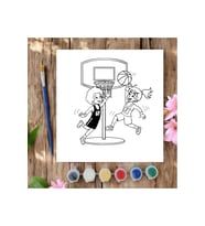 20x20 Tuval Boyama Seti Etkinlik Basketbol Boyama Seti (Siyah - Beyaz)