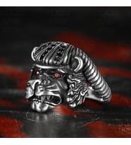 925 Ayar Gümüş Mikro Taşlı Aslan Tasarım Motorcu Biker Erkek Yüzük