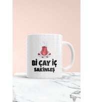 Bi Çay Iç Sakinleş Baskılı Kupa Bardak