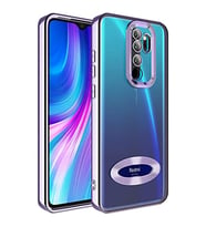 Coverzone Xiaomi Redmi Note 8 Pro ile uyumlu K?l?f Kamera Korumal? Logo G�steren Parlak renk kenar �izgileri ile ??k bir tasar?m Colored Z-Omega Kapak Lila