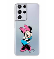 Samsung Galaxy S21 Ultra Kapak Minnie Mouse Tasarımlı Şeffaf Silikon Kılıf