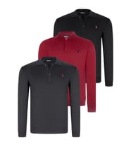 ÜÇLÜ SET V4007 DEWBERRY ERKEK SWEATSHIRT-SİYAH-LACİVERT-BORDO