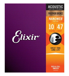 Elixir 16002 Nanoweb Phosphor Bronze Akustik Gitar Teli (10-47)
