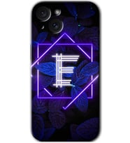 İphone 15 Kılıf HD Desen Baskılı Kılıf - Dark Neon Yaprak E Harfi