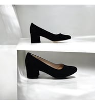 Fiyra 7028 Siyah Süet 5cm Kare Topuklu Bayan Stiletto Ayakkabı