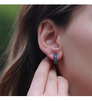 Nano Taşlı Rose Gold Kaplama 3 Sıra Tamtur Gümüş Küpe