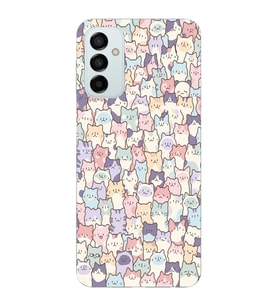 Samsung Galaxy M14 Uyumlu Sevimli Kediler Desenli Şeffaf Telefon Kılıfı