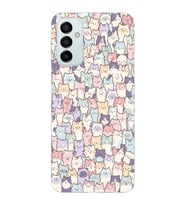 Samsung Galaxy M14 Uyumlu Sevimli Kediler Desenli Şeffaf Telefon Kılıfı
