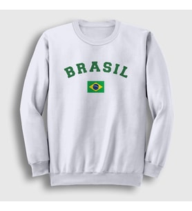 Presmono Unisex Beyaz Brasil Brazil Brezilya Bayrağı Sweatshirt 479602tt (Beyaz)