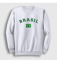 Presmono Unisex Beyaz Brasil Brazil Brezilya Bayrağı Sweatshirt 479602tt (Beyaz)