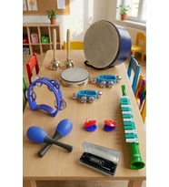 Midex Örf Aletleri Seti Median Paket-1 Maracas Zil Kastanyet Ritim Seti Mızıka Davul Tef (9 Parça)