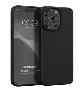 Microsonic Matte Silicone Apple iPhone 15 Pro Kılıf Siyah (Siyah)