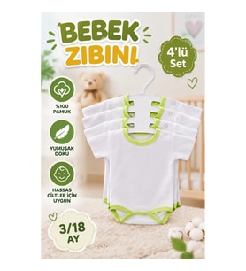 4'lü Çıtçıtlı Bebek Zıbını Seti – 3/18 Ay