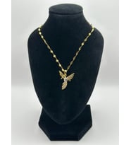 Arnes Jewelry Çelik Zirkon Taşlı Kuş Detaylı Kolye (Gold)