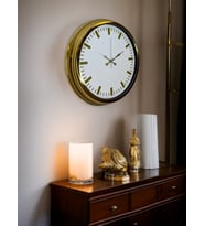 River World Duvar Saati 40 cm  Metal Tasarımı Lüks Gold White