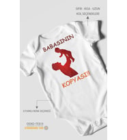 Babasının Kopyası Baskılı Bebek Zıbını – Çıtçıtlı Body  %100 Pamuk Kısa Kol (Beyaz)