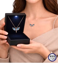 925 Ayar Gümüş Melek Kolye Premium Led Işıklı Kutusunda