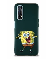 Realme 7 Soft Premier Kapak Sünger Bob Tasarımlı Silikon Kılıf - Yeşil (Şeffaf)