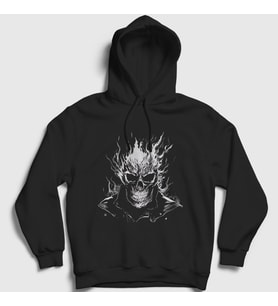 Presmono Unisex Siyah Skull Ghost Rider Hediye Motorcu Kapüşonlu Sweatshirt 513787tt