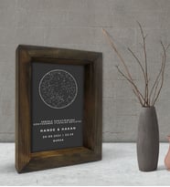 BK Gift Kişiye Özel Gökyüzü Yıldız Haritası Doğal Masif Ahşap Çerçeve 15x20cm