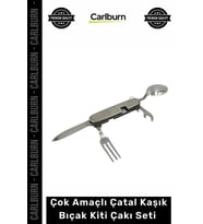 Özel Üretim Kamp Outdoor Katlanabilir Dayanıklı Çok Amaçlı Çatal Kaşık Bıçak Kiti Çakı Seti Gümüş