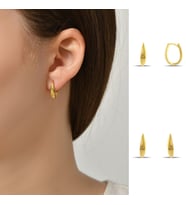 DKMN Gümüş Damla Formu Küpe Kadın Gümüş Küpe (Gold)