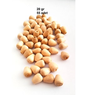 20 Gr (55 Adet) Ahşap Boncuk 12 mm boy x 10 mm en Doğal Ahşap Makrome El İşi Çanta