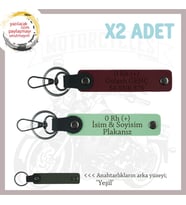 Motorcu Dostlara Özel, İsim Plaka ve 0 Rh (+) Kan Grubu Yazılı x2 Anahtarlık Set, Yeşil-Bordo-Ysl (Çok Renkli)