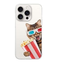PrintiFy iPhone 15 Pro Max ile Uyumlu Kedi 1 Kamera Korumalı Şeffaf Kılıf