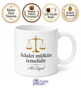 Dünya Hukuk Günü Adaletin Terazisini Dengede Tutanlara Özel Tasarım Hediye Kupa Bardak