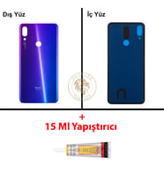 Xiaomi Redmi Note 7 Mor Arka Pil Kapağı Batarya Kapağı Lazer Kesim + B-7000 Yapıştırıcı