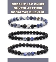 Sodalit , Oniks , Lav Doğal Taş Bileklik Seti ( Mantıksal Düşünme Ve Problem Çözme ) 6 Mm