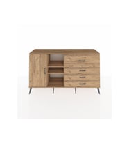 Kronos Konsol 4 Raflı 4 Çekmeceli Tek Kapaklı  176x59x99 Çam-Çam