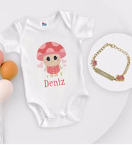 BK Kids Kişiye Özel İsimli Beyaz Bebek Body Zıbın ve Kız Bebek Künyesi Hediye Seti-10