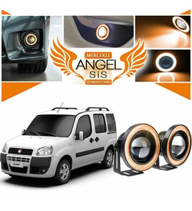 Fiat Doblo D1 Uyumlu, Universal Mercekli Led Angel Sis Farı, 76mm Turuncu Renk