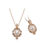 Gümüş Rose Beyaz İnci Kafesli Lotus Kadın Kolye CSR2180977