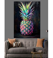 Renkli Ve Egzotik Ananas Sanatı Dekoratif Kanvas - Mdf Ahşap Tablo