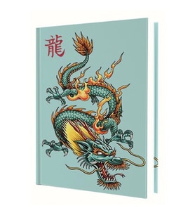 DEFFTER 14X20 CHINESE GREEN DRAGON SERT KAPAK ÇİZGİLİ DEFTER 96 YP