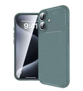 iPhone 16 Kılıf Auto Focus Karbon Kapak - Koyu Yeşil