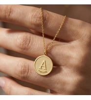 Kişiye Özel Disk Harf ve Tarih Kolye 925K Gümüş (Gold)