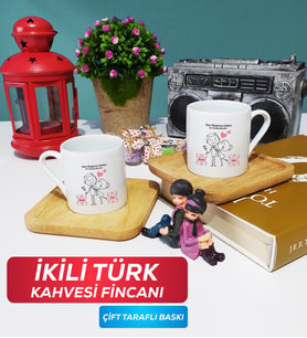 İkili Sen Başıma Gelen En Güzel Şeysin Sevgililer Günü Hediyesi Türk Kahvesi Fincanı Ahşap Altlıklı