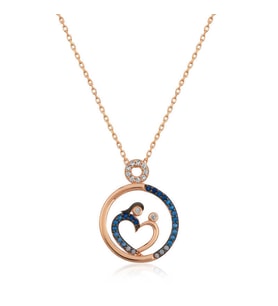 Gümüş Rose Kalp Anne Ve Bebek Bayan Kolye SL3232