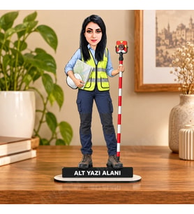 Kişiye Özel Harita Mühendisi Karikatürlü 18 cm MDF Masaüstü Biblo - Geomatik Mühendisi Hediyesi Mühendise ve Teknik Meslek Sahibine Hediye