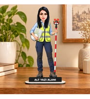 Kişiye Özel Harita Mühendisi Karikatürlü 18 cm MDF Masaüstü Biblo - Geomatik Mühendisi Hediyesi Mühendise ve Teknik Meslek Sahibine Hediye