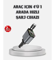 Araç Şarj Cihazı 4 Portlu 66W Hızlı Şarjlı LED Işıklı ve 180° Dönebilir
