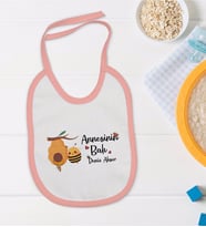 BK Kids Kişiye Özel Pembe Bebek Mama Önlüğü - Model 41