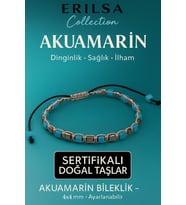 Sertifikalı Doğal Terahertz - Akuamarin Taşı Bileklik 4x4 mm - Dinginlik Sağlık ve İletişim Taşı (Çok Renkli)