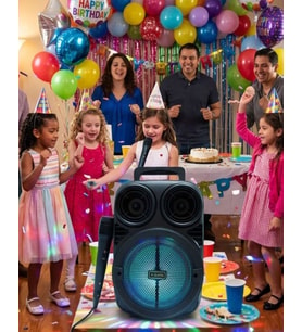 Kablosuz Karaoke Hoparlör Mikrofonlu RGB Işıklı Bluetooth Speaker USB TF Kart Destekli