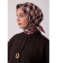Geometrik Desen %100 Twill İpek Eşarp BE21