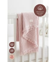 %100 Pamuk OEKO-TEX® İki Katlı Müslin Bebek Battaniyesi 2 Katlı Saçaklı Bat